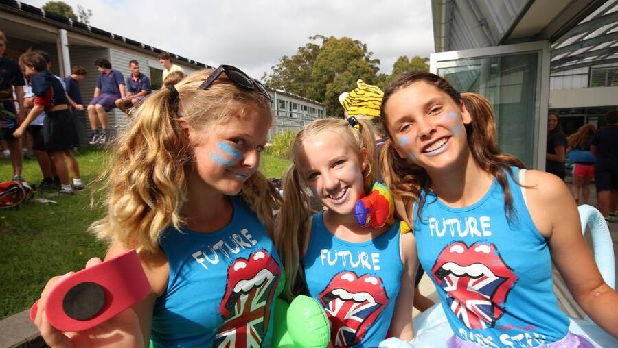 • Chloe Suter, left, Amma White and Imani Dilworth were dressed for the occasion during the swimming carnival. 