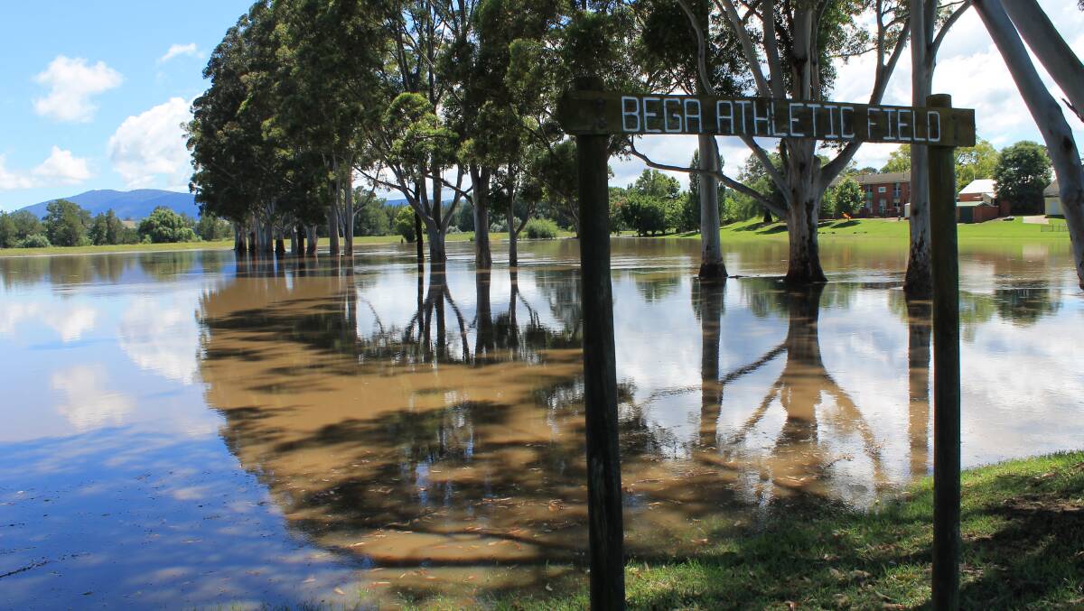 Bega Athletics Field resembles a pond more than a cricket ground on Sunday. 