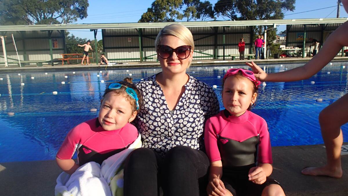 • Swimmers Tayah (left) and Brodie White, with mum Alycia Collins are recent additions to the Eden Swim Club. 