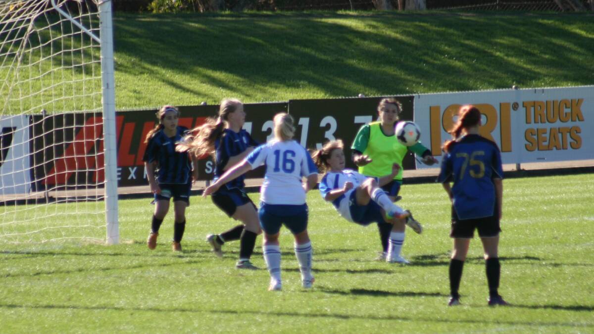 Eden’s Talia Westley stuns the Inter-Lions with a thrilling bicycle kick over her head in Southern’s 2-0 win last week. 