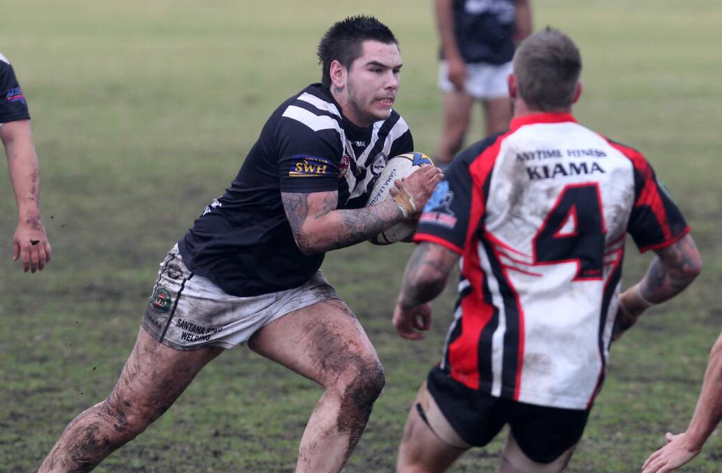 NO AVAIL: The efforts of prop Jack Garrett were not enough to stop the Port Kembla Blacks from suffering a 26-8 loss to the Kiama Knights on Sunday. Photo: DAVID HALL  