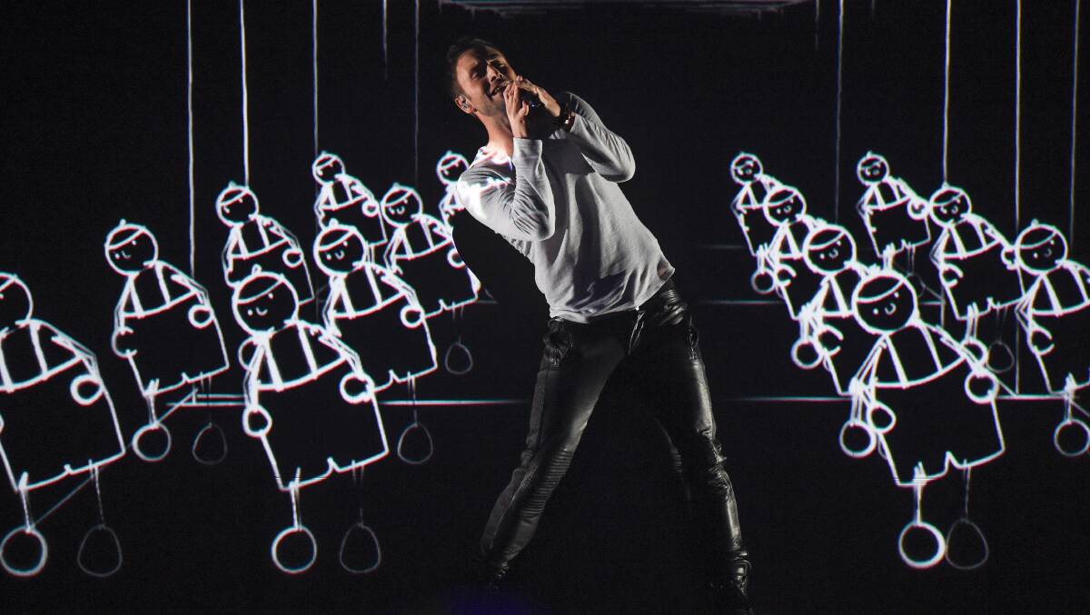 Mans Zelmerloew of Sweden performs on stage during the final