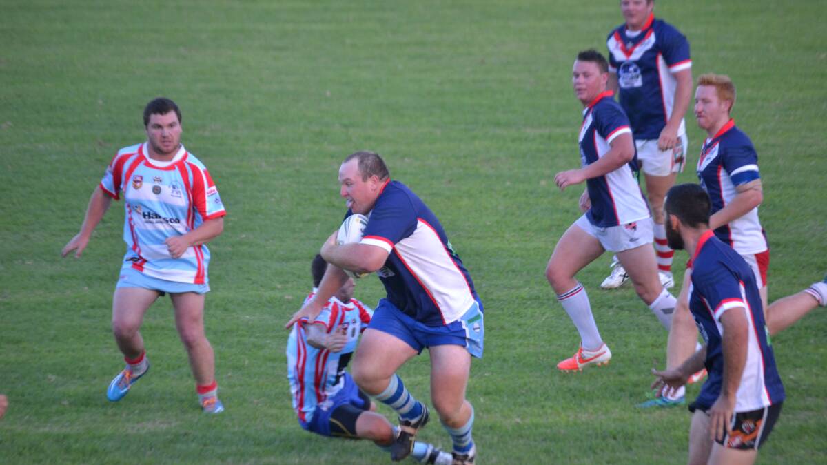 HIT UP: Tim Weyman, pictured playing in a trial for the Group 16 All Stars, will start in the front row for Group 16’s representative squad. 
