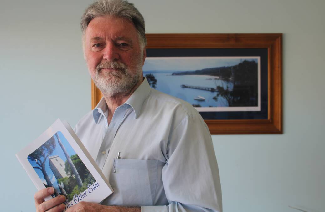 David O'Connor with his anthology of Eden poetry: 'This Other Eden'.  
