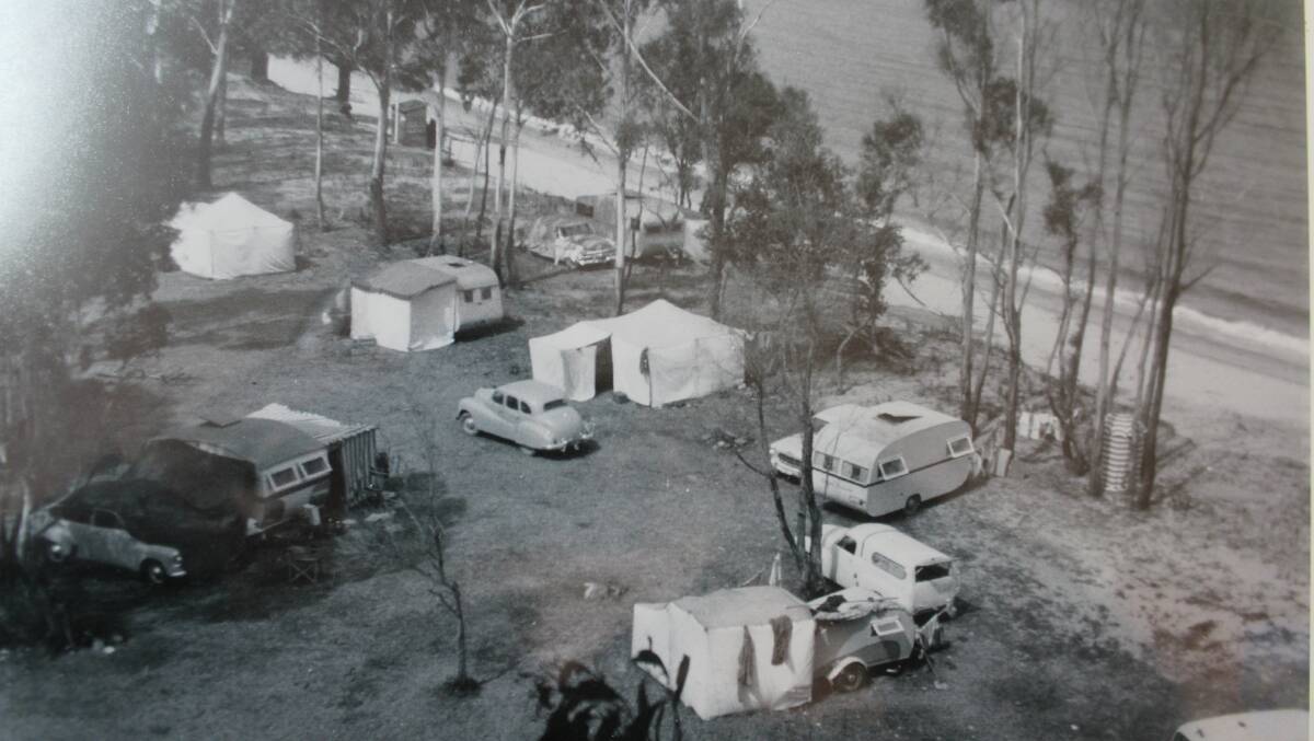 The Sapphire Sun Eco Village, formerly Shadracks, in the 1950s, the same era when Mrs Page was camping, and went missing. 

The photo also shows the beachfront where the ancestral remains were discovered. 