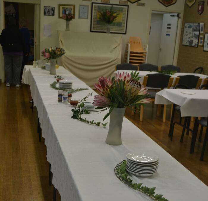 ANZAC Day 2014: Dawn service, Eden, NSW. The RSL Hall in readiness for the  dawn serivce breakfast.