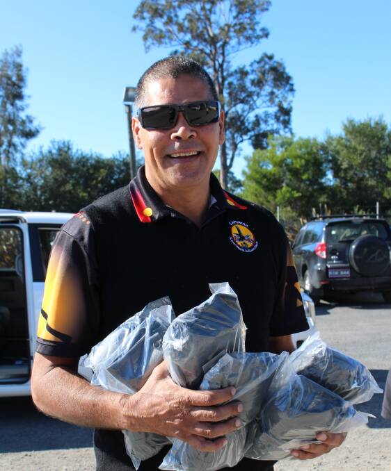 Gary Lonesborough, from Katungul Aboriginal Community & Medical Services was collecting donated hygiene packs from Blanketing the Valley.