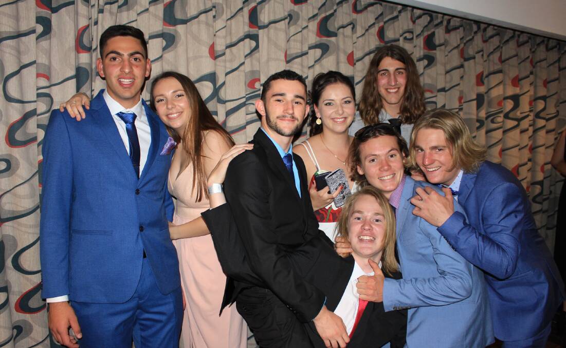 Formal: Lumen Christi Year 12s Theo, Isabella, Jarrod, Bo, Matt, Bailey, Josh and Lochie dressed to the nines for their graduation dinner last Friday. More photos page 15.