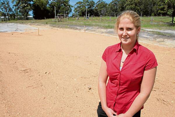 • Eden Pony Club event secretary Ashley Severs at the site where the new sand arena is being installed.