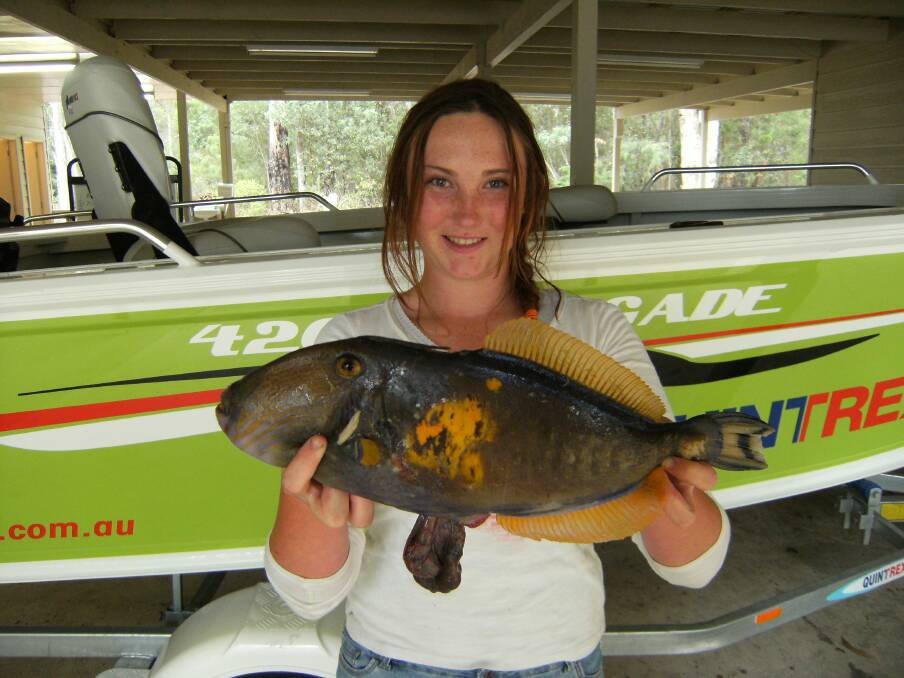 April Paterson took out the girls leatherjacket section, after catching this 1.2kg fish.