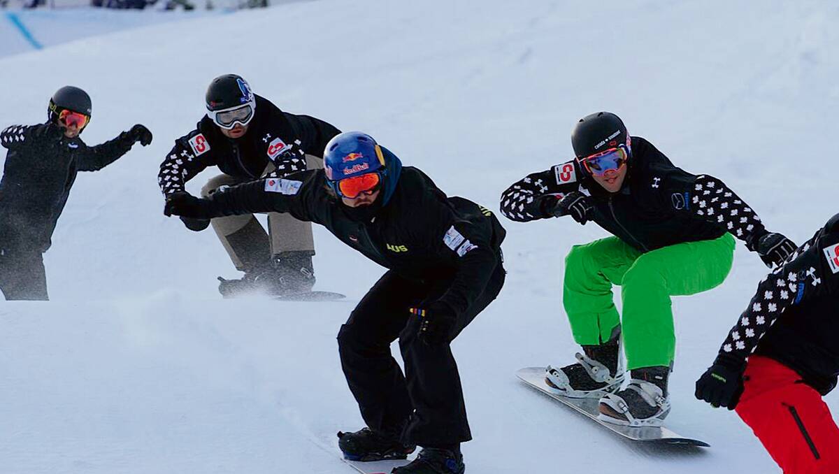 • Alex “Chumpy” Pullin (third from right) celebrates his defence of the world championship snowboard title on Australia Day when he became the first Australian wintersport athlete to  win consecutive world championships.