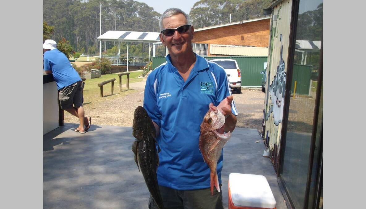 MIXED BAG: Graham Sawyer weighed in eight species in Club Dalmeny's October fishing competition last Sunday including a nice dusky flathead and snapper. 