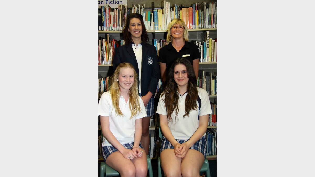 Year 11 high achievers with their year advisor Corina Collins. (Back) Hannah Galloway, (front) Rachel Rogers and Ellen Soroka.
