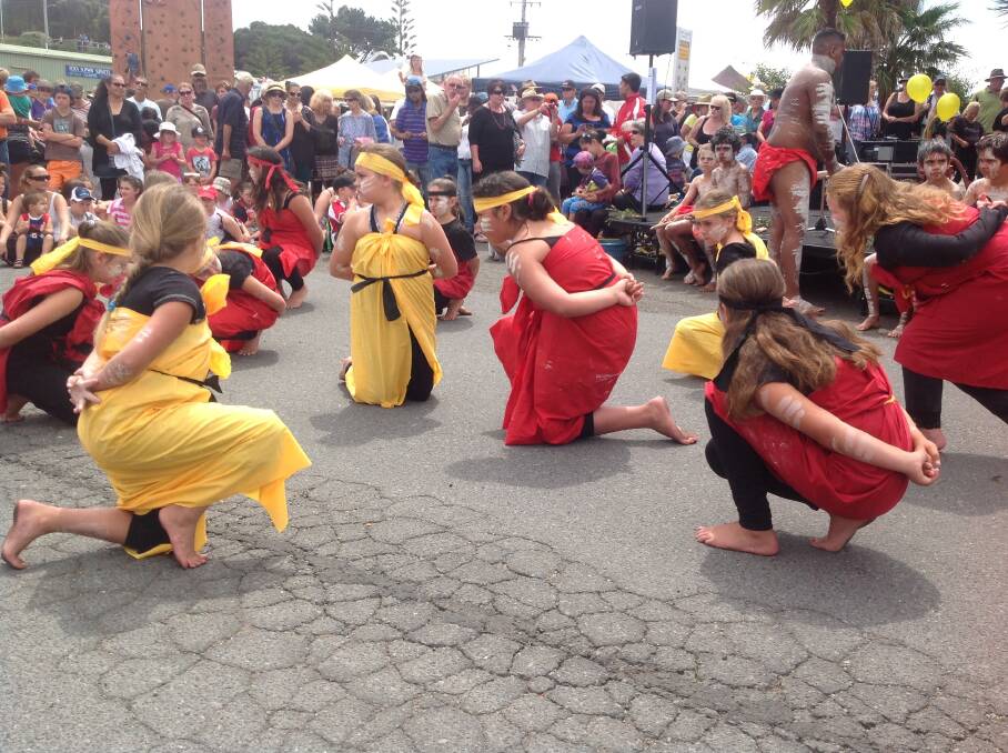 Our Koori dancers welcome festival goers at Snug Cove