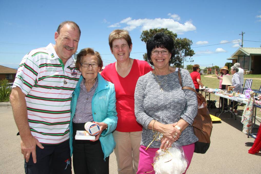 Sheldon, June and Robyn Wykes with Anna Clarke.