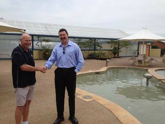 MARCH: Former local member Dr Mike Kelly and Mr O’Shea celebrate a federal grant of $250,000 on site.