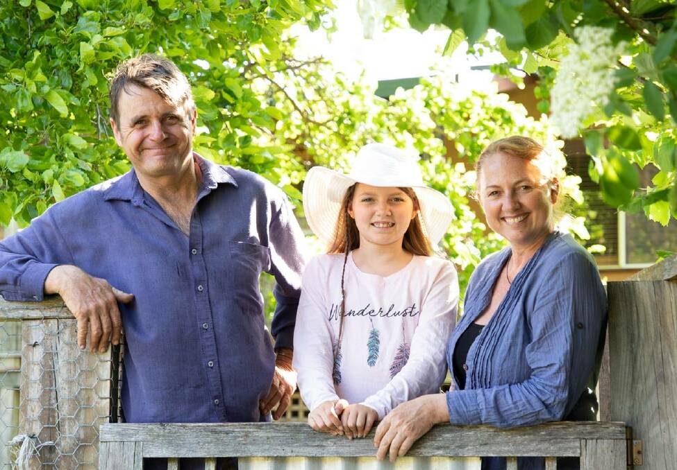 Family of sustainable farming: Gregg, Gemma and Kay Saarinen from Saarinen Organics skin care, enjoying their best life in their fully sustainable home and permaculture farm in Wyndham. All photos supplied.