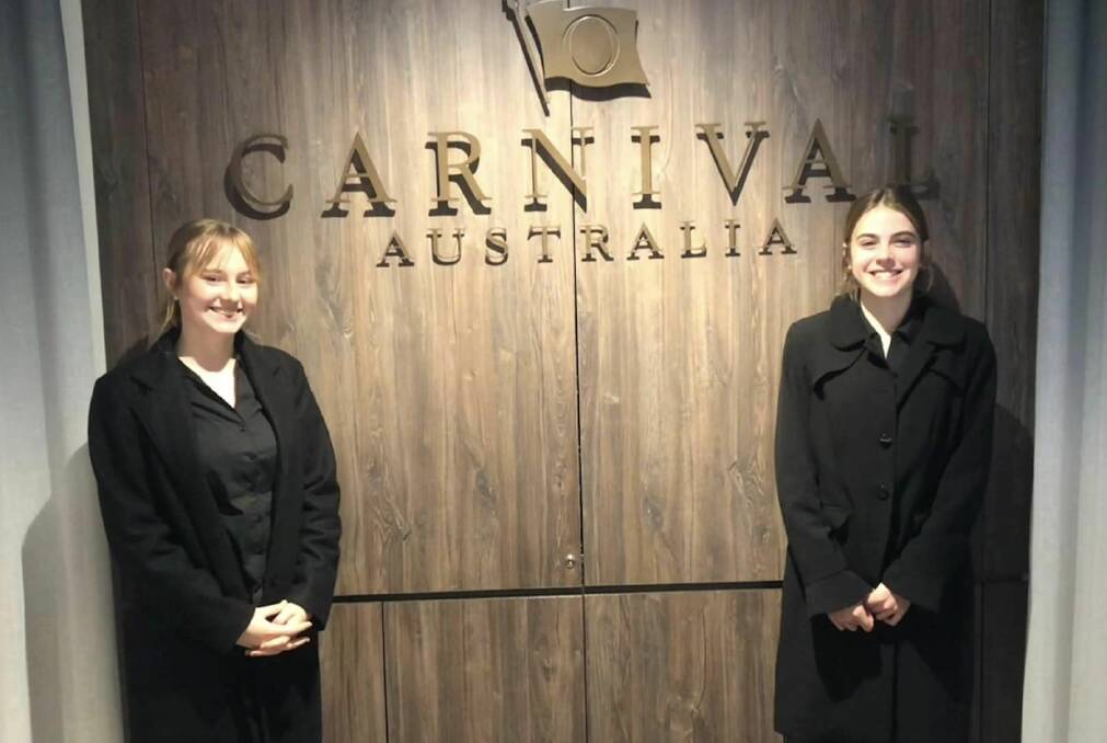 Keely Grebert and Ocea Thiedeman visit P&O headquarters during their visit to Sydney on July 5, 2023. Picture supplied.
