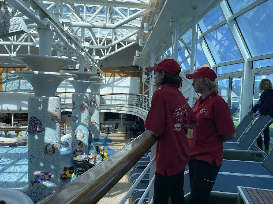 Eden Marine Year 11 students Ocea Thiedeman and Keely Grebert aboard the Pacific Adventure on March 7, 2023. Picture by Amandine Ahrens 