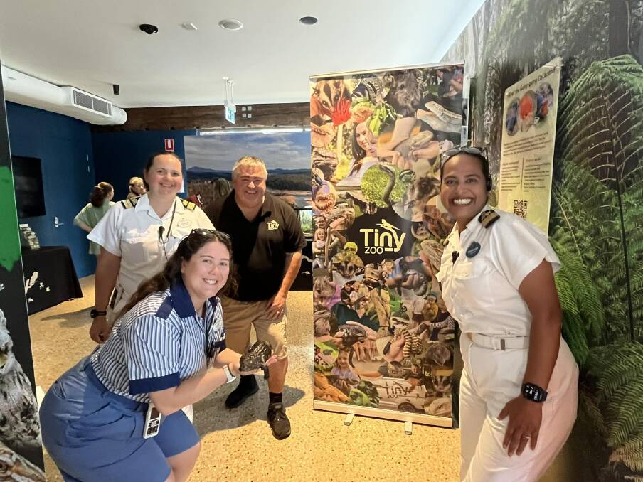 Disney Wonder staff pay a visit to Tiny Zoo for an animal encounter with Tiny Zoo director Steve Sass. Picture by Cruise Eden