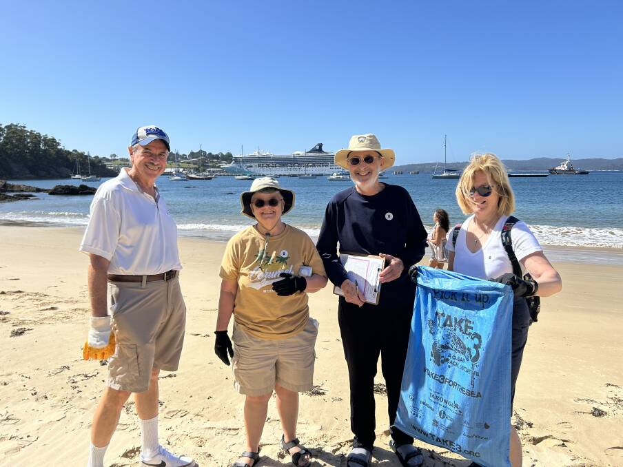 Guests from the Norwegian Spirit conducted a clean up at Cocora Beach on Tuesday March 5, for the cruise line's Take 3 for the Sea program. Picture supplied.
