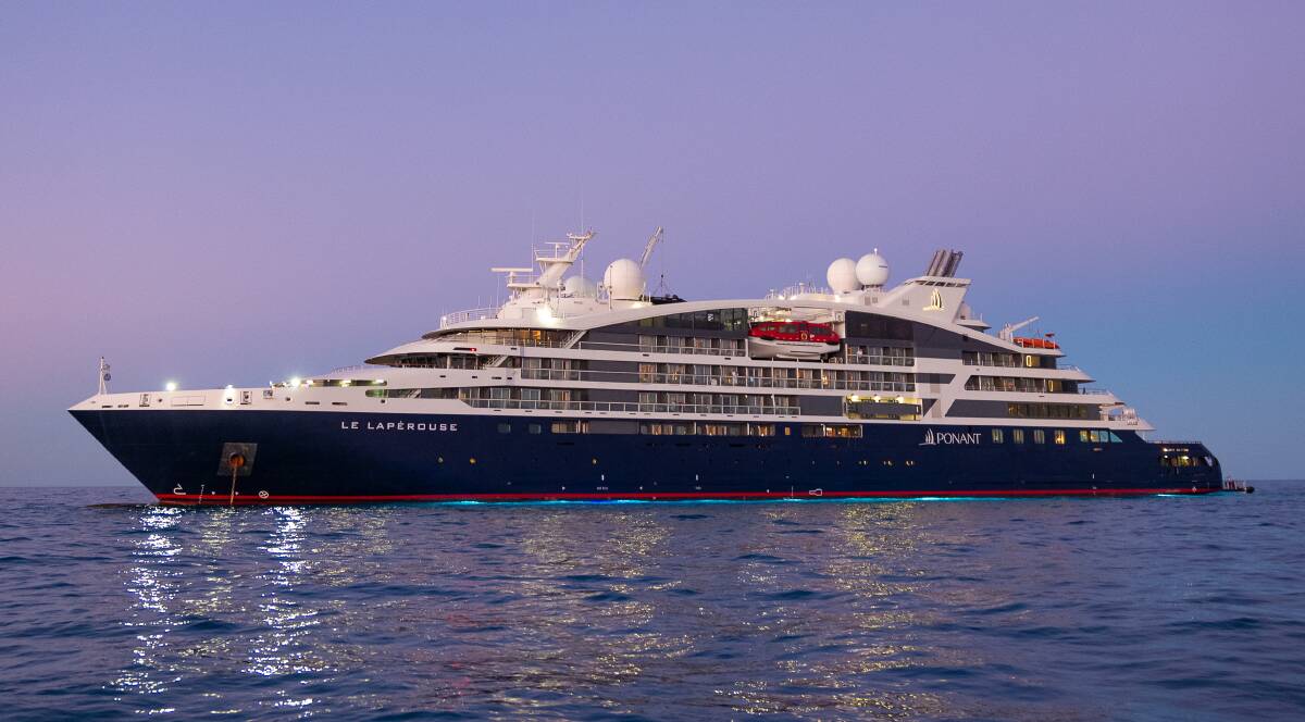 LE LAPEROUSE: The ship advertised to stop at Jervis Bay is said to carry approximately 160 passengers. Image: supplied by Ponant Cruises, captured by Nick Rains.