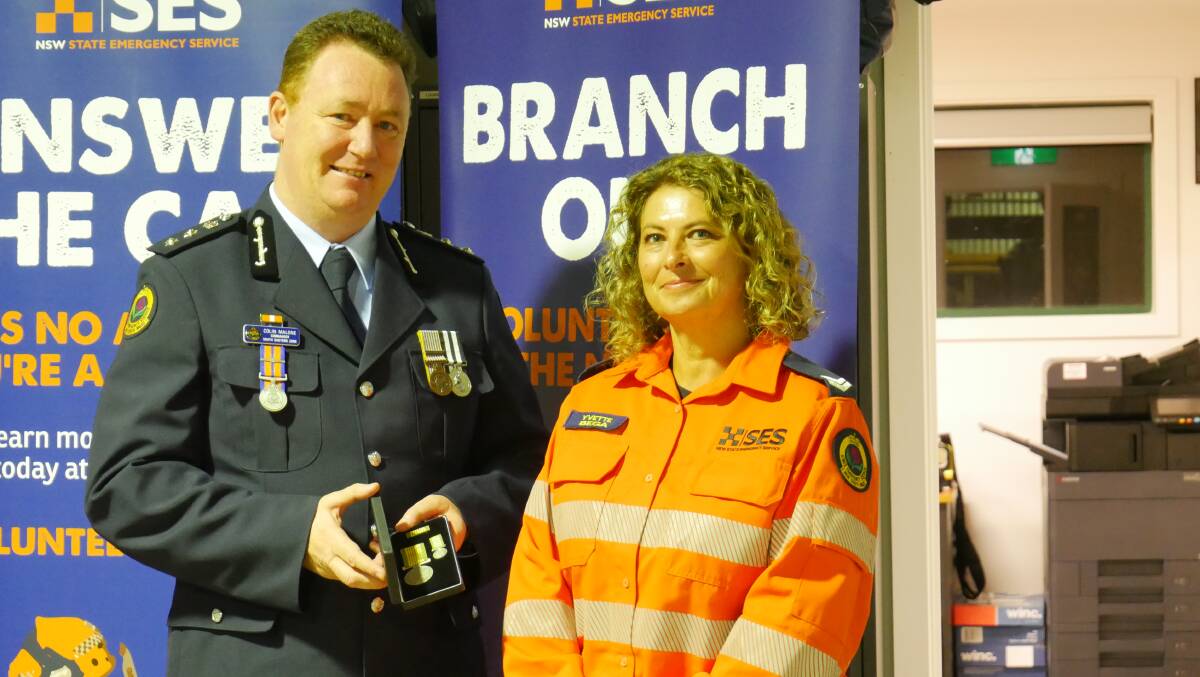 South Eastern zone commander Colin Malone and award recipient Yvette Ringland. Photo: Ellouise Bailey 