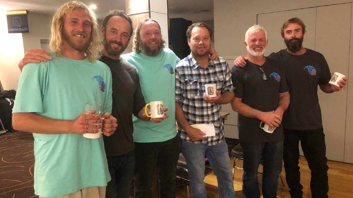 FROM LEFT: Matt Gselmann, Dave Arens, Matt Lake, Christian Pimm, Pat Broder, and Jerry Stack who took out the top six places. Photo: Trish Jones 