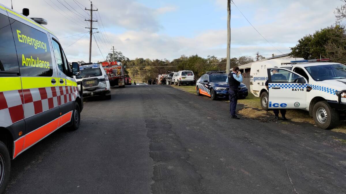 There were multiple police and emergency service vehicles deployed in Cobargo yesterday following an incident at a property involving a local man. Photo: supplied