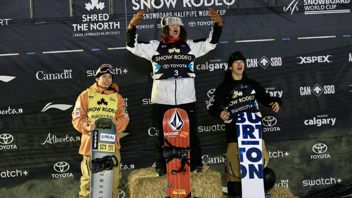 With Valentino Guseli on the podium were Japanese riders Ruka Hirano in second place with a best score of 88.25 points, and Shuichiro Shigeno in third on 86.75 points. Picture supplied