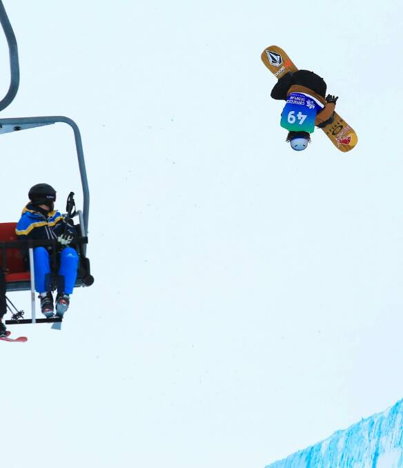 Dalmeny's Valentino Guseli in medal-winning action in Switzerland. Picture by FIS Snowboard