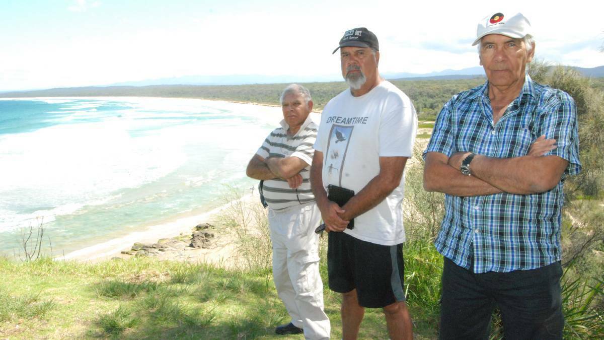NSW Aboriginal Fishing Rights Group members Andrew Nye, John Brierley and Wally Stewart. File picture