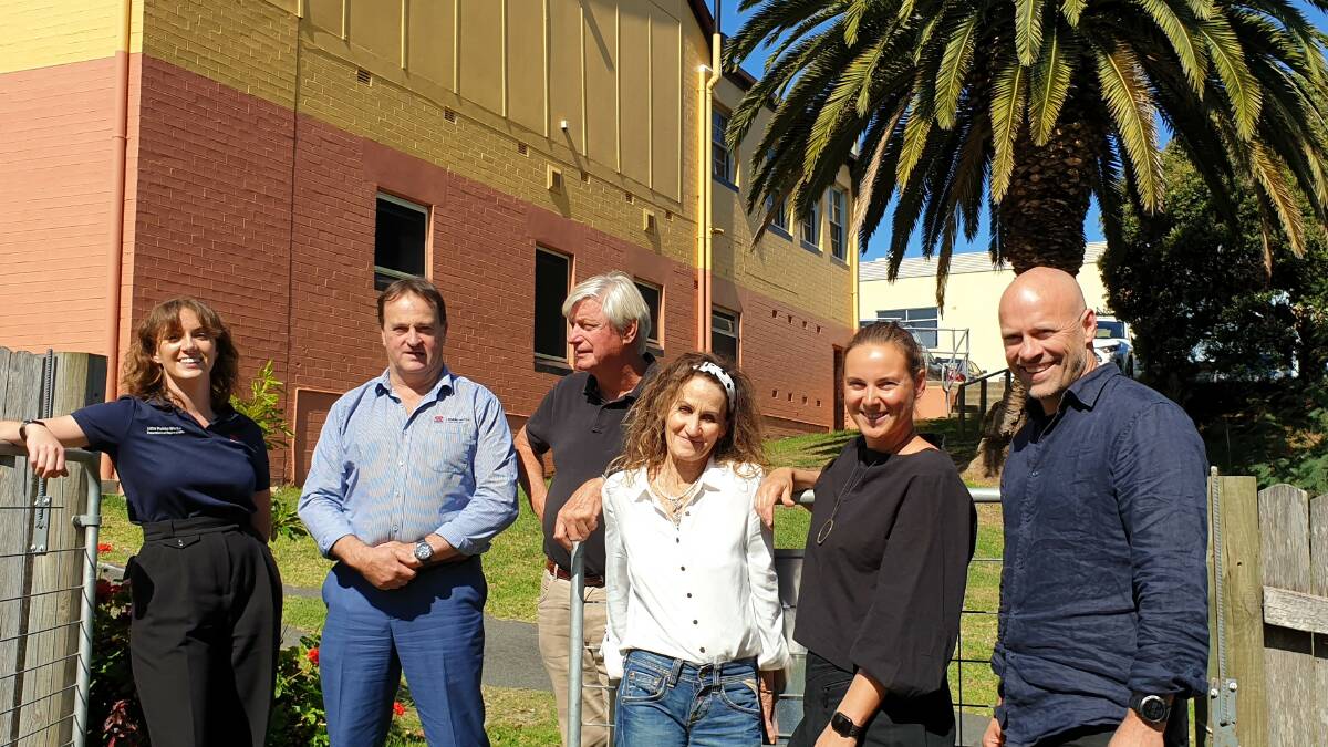 The team committed to delivering the Narooma Arts and Community Centre project (from left) is NSW Public Works Eilish Parsons and Senior Project Manager Matt Green, Rob Hawkins and Jenni Bourke of Narooma School of Arts, and Katarina and Brent Dunn of Takt Studios. Picture supplied