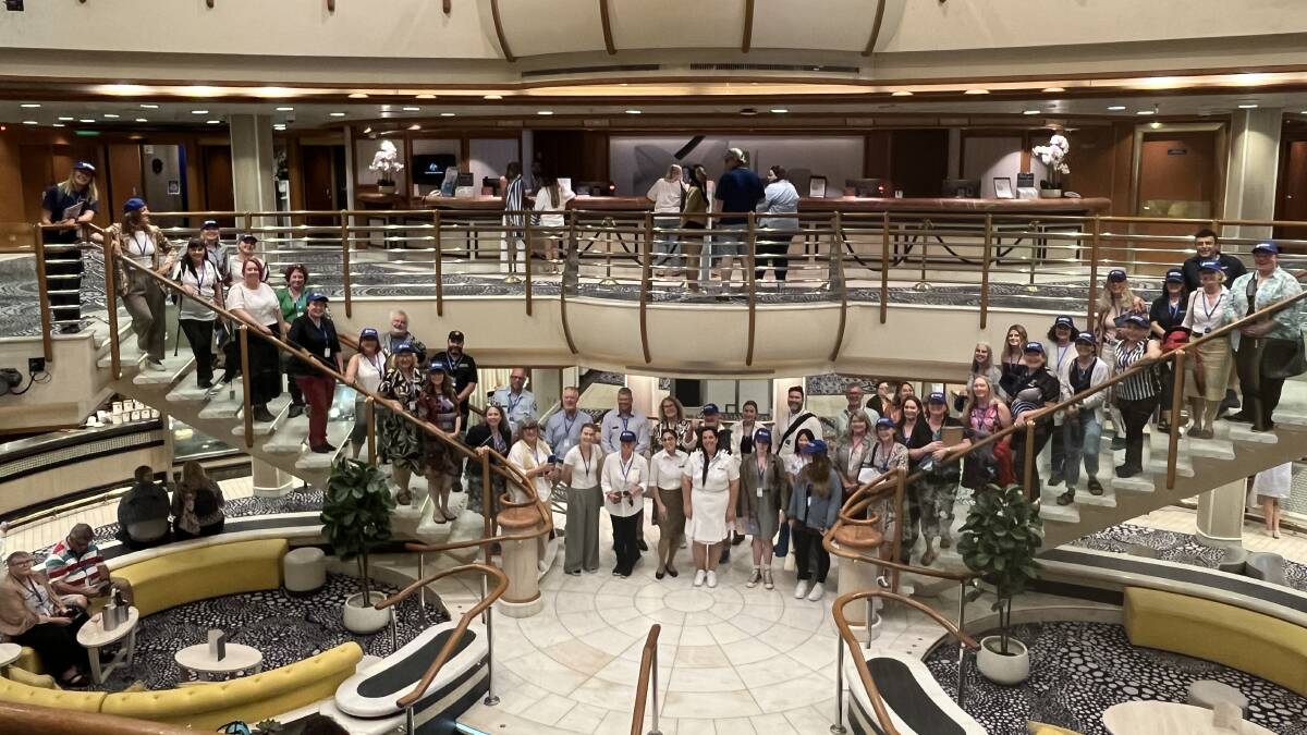 Participants and maritime industry professionals within P&O's Pacific Adventure cruise ship at the Port of Eden. Picture by James Parker