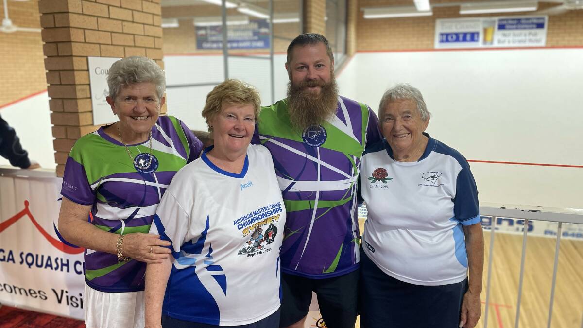 Patron Monica Rigby, secretary of NSW masters Dianne Elliott, treasurer and number 2 seed Will Croker, and Christine Cooper. Picture by James Parker