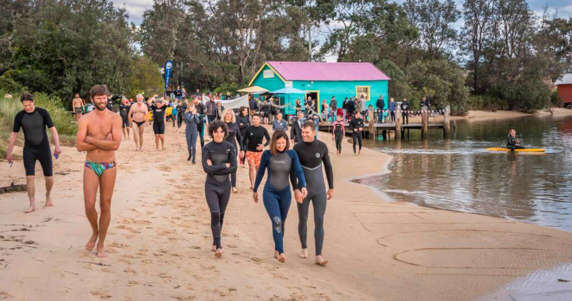 Competitors preparing for the Mitchies Salty Swim in 2021. Picture by David Rogers Photography