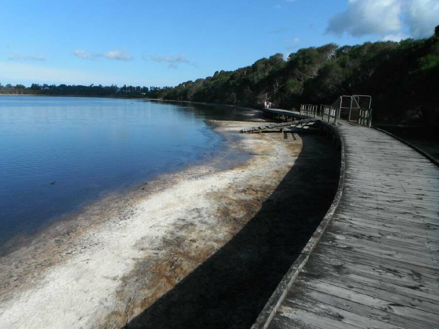 Lake Curalo's water level dropped during the recent dry spell resulting in complaints from near-by residents over the stench. 
