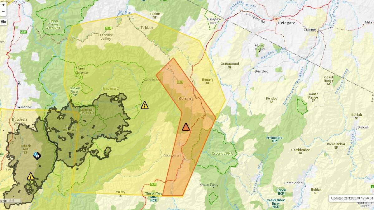 Goongerah bushfire emergency; 'take shelter now'