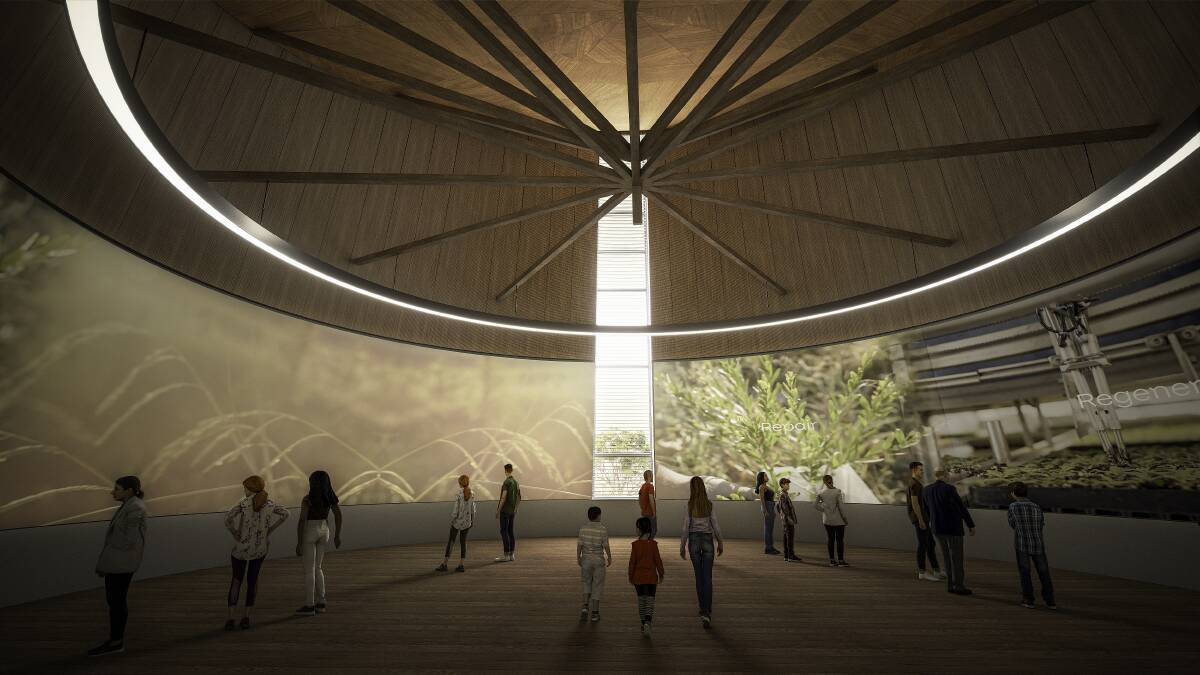 Conceptual artwork of the National Circularity Centre to be built in Bega, designed by Cox Architecture. Image supplied