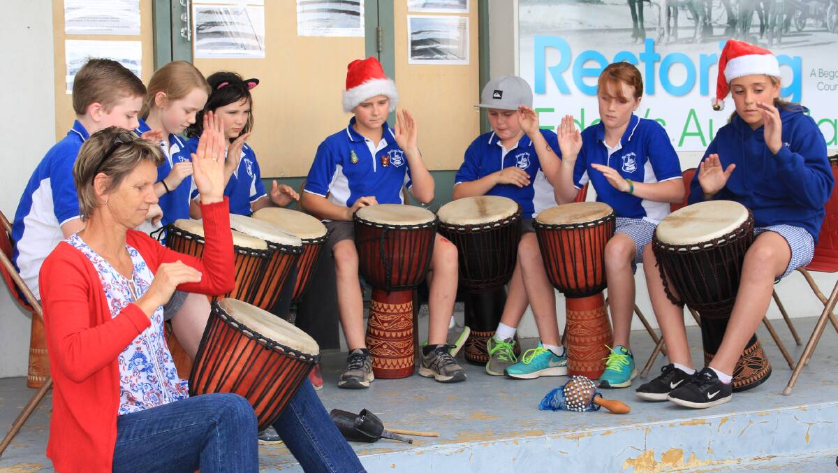 TALENT: Eden Primary School drummers perform at the 2016 Christmas on Imlay celebration.