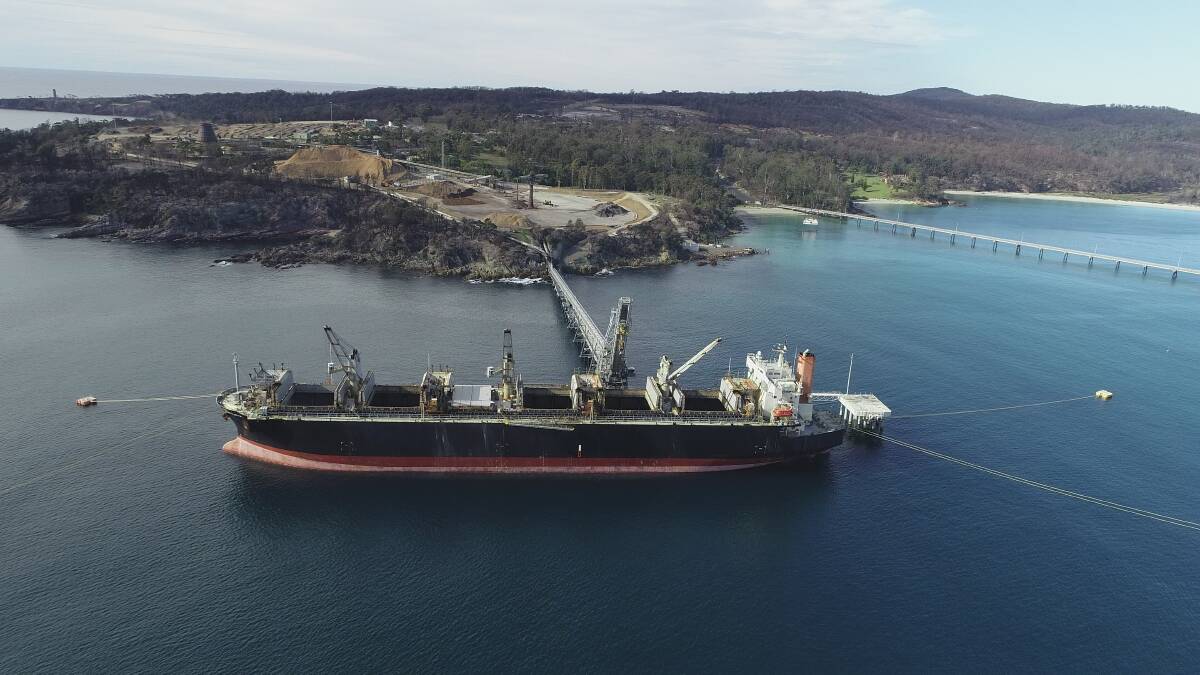 MV Cattleya arrives in Eden as the first woodchip freighter to arrive since bushfires significantly damaged the mill in January