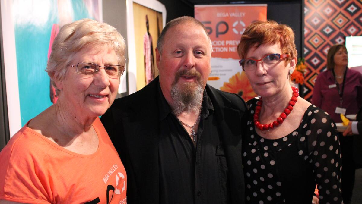 JOINING FORCES: Bega Valley Suicide Prevention Action Network members Helen Best and Glenn Cotter talk with Suicide Prevention Australia CEO Sue Murray.