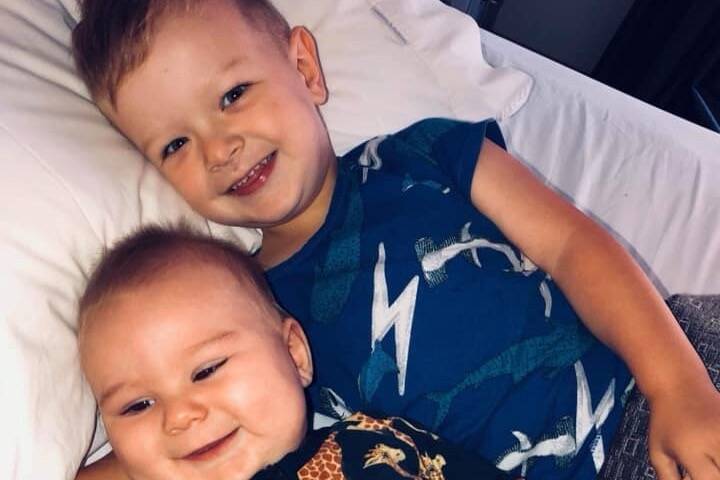 Chayse Gannon, 2, with his younger brother Cohen