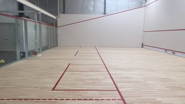 The newly complete squash courts at the Sapphire Aquatic Centre feature moveable internal walls so the three courts can convert to larger spaces for alternative uses.