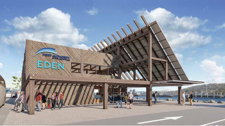  Artist impression of the Cox Architecture-designed Welcome Centre at the Port of Eden