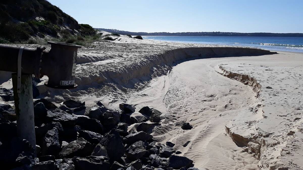  Merimbula's beach outfall which was broken after a storm in the 1970s.