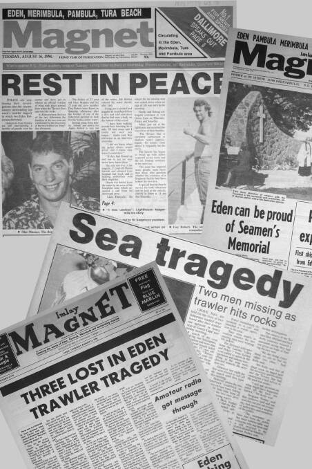 TRAGEDY: News clippings from the Magnet covering the fishing trawler tragedies of 1978 and 1994.