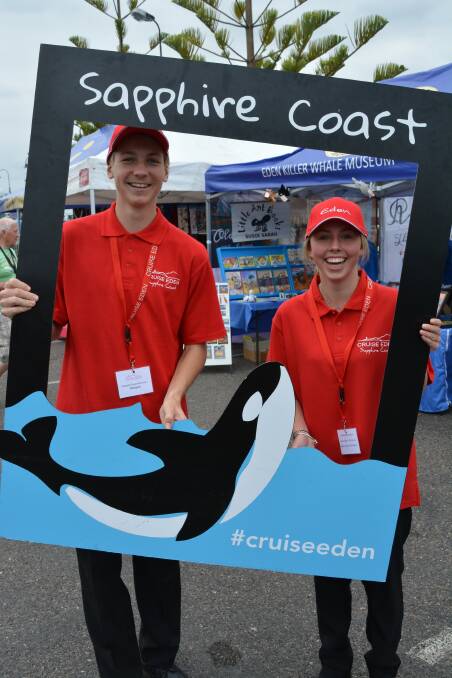 Cruise Eden volunteer Meet and Greet team members Danyon Pilbeam and Abbey Ellison during one of the 2017/18 season's visits.