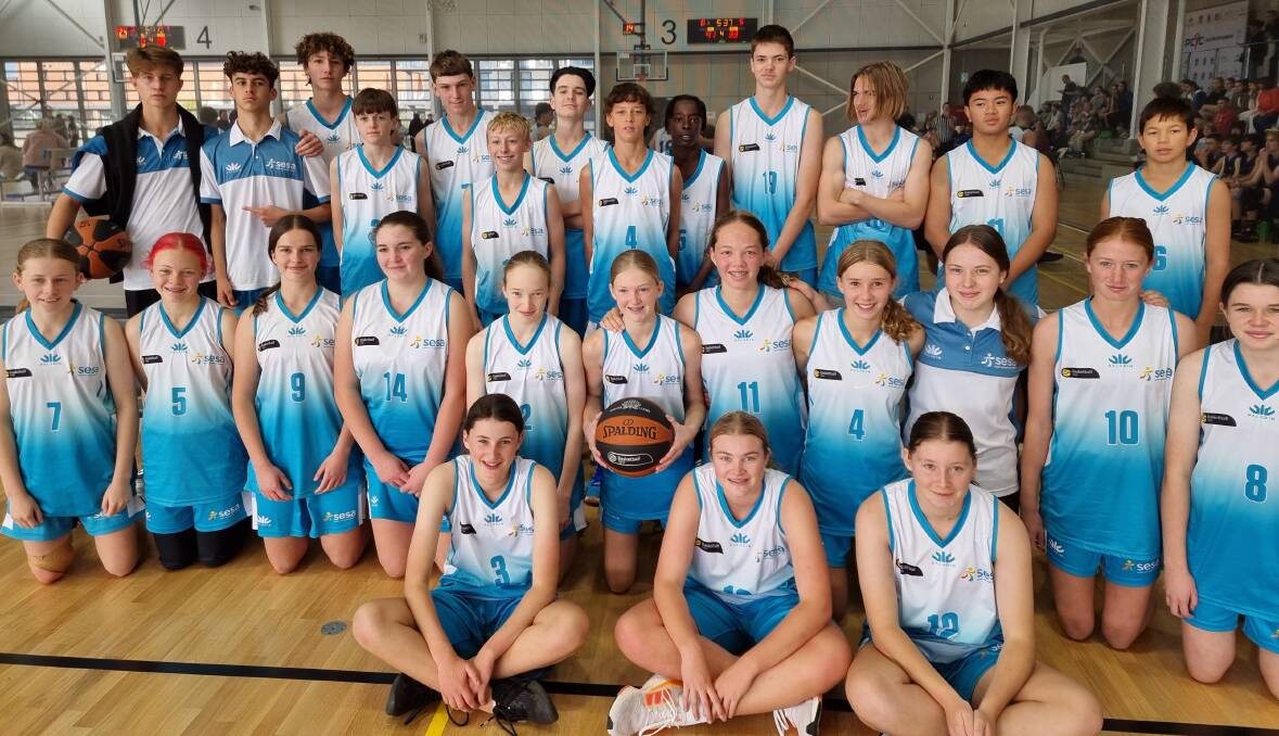 The South East Sports Association basketball squad, which included seven players from Merimbula Basketball Association. Picture supplied