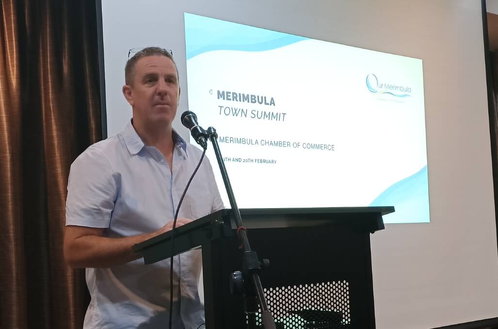 Bega Valley Business Forum chairman and Merimbula Chamber of Commerce president Nigel Ayling at the Merimbula Town Summit in February. Photo: Ben Smyth